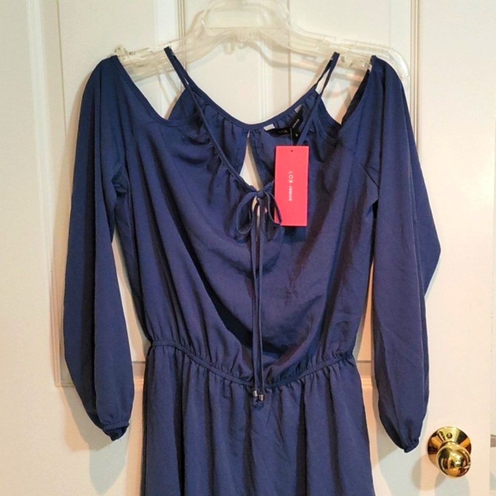 NWT LOB Cold Shoulder Romper Azula Marina Slate Blu (read comments about sizing)